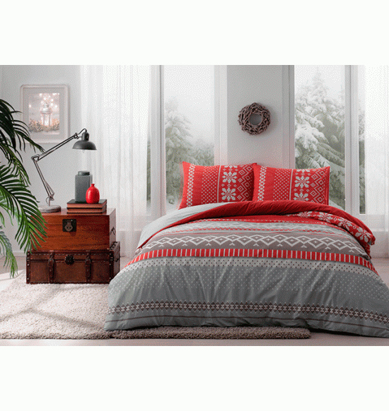 Постельное белье Ranforce Merry V01 Kirmizi Постельное белье Ranforce Merry V01 Kirmizi