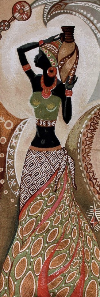 Гобелен "Африканка (с кувшином)" (багет черный)