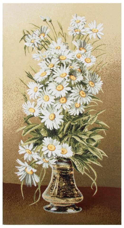 Гобелен "Букет (белые ромашки)" (багет золото)