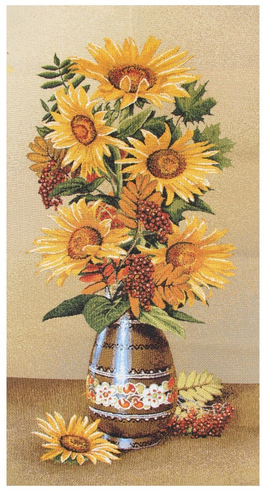 Гобелен "Букет (подсолнухи)" (багет золото)