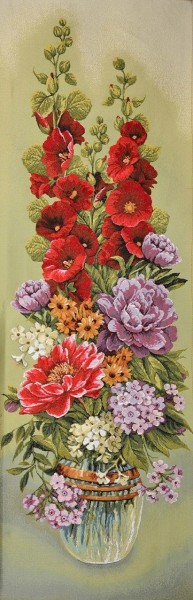 Гобелен "Букет с Мальвой" (багет темно-коричневый)