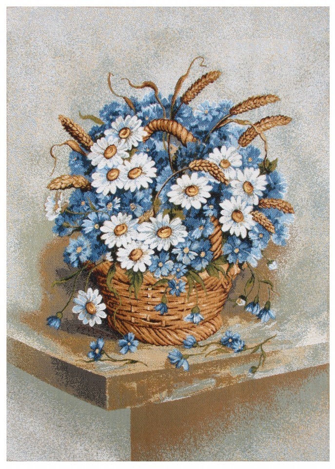 Гобелен "Букет в корзине (ромашки)" (багет бронза)