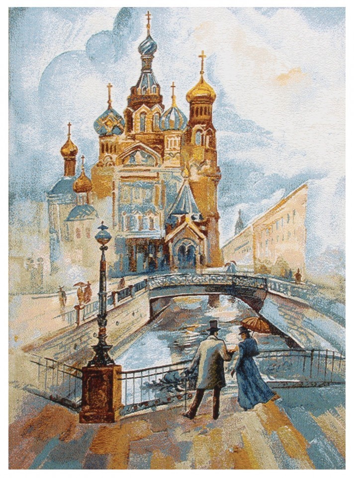 Гобелен "Бульвар(у трех мостов)" (багет золото)