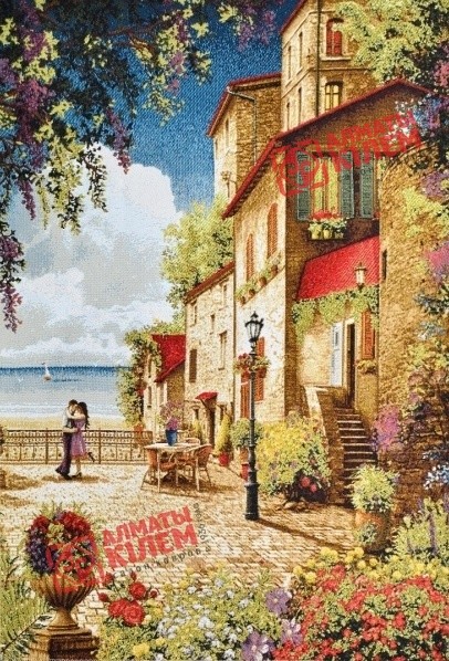 Гобелен "Цветочная улица.Свидание" (багет коричневый)