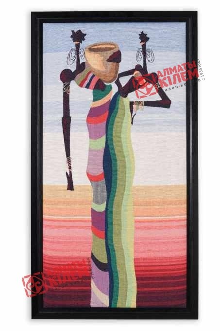 Гобелен "Две африканки с сосудом" (багет-черный)