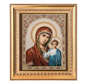 Гобелен "Икона Казанская" (багет золото)