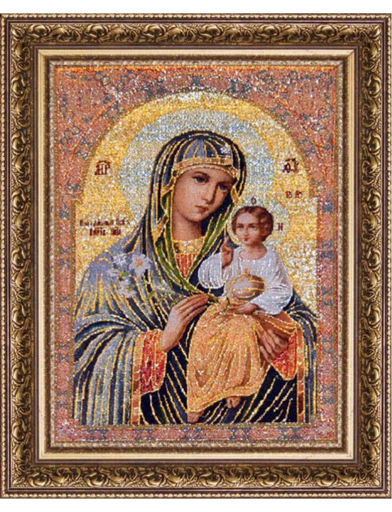 Гобелен "Икона Неувядаемый цвет" (багет золото)