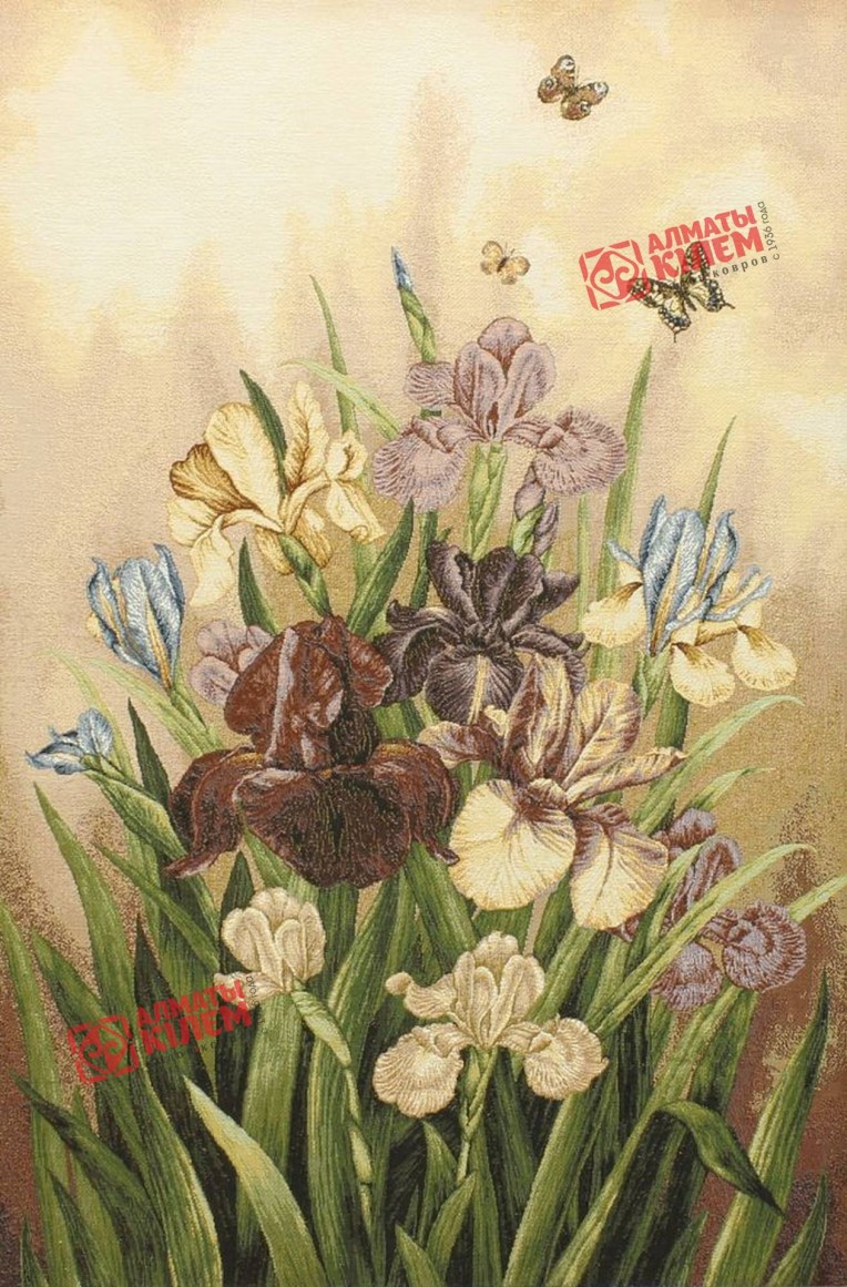 Гобелен "Ирисы" (багет темное золото)