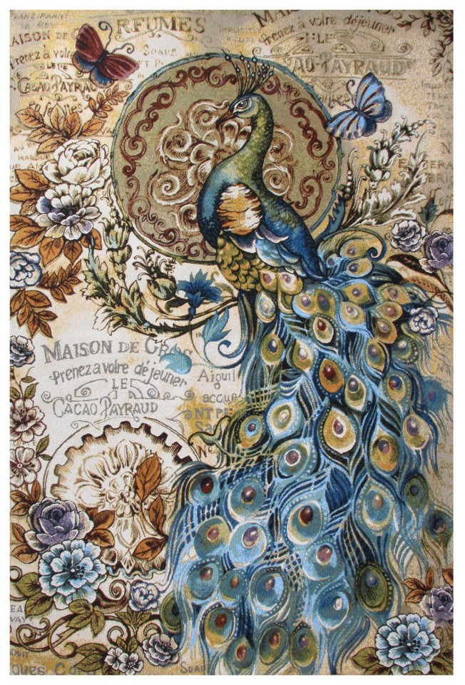 Гобелен "Изумрудный павлин" (багет бронза)