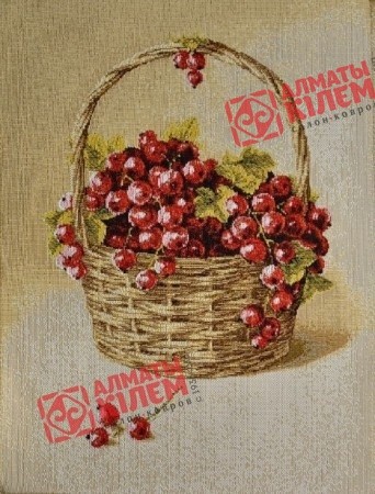 Гобелен "Корзина с красной смородиной" (багет-белый)