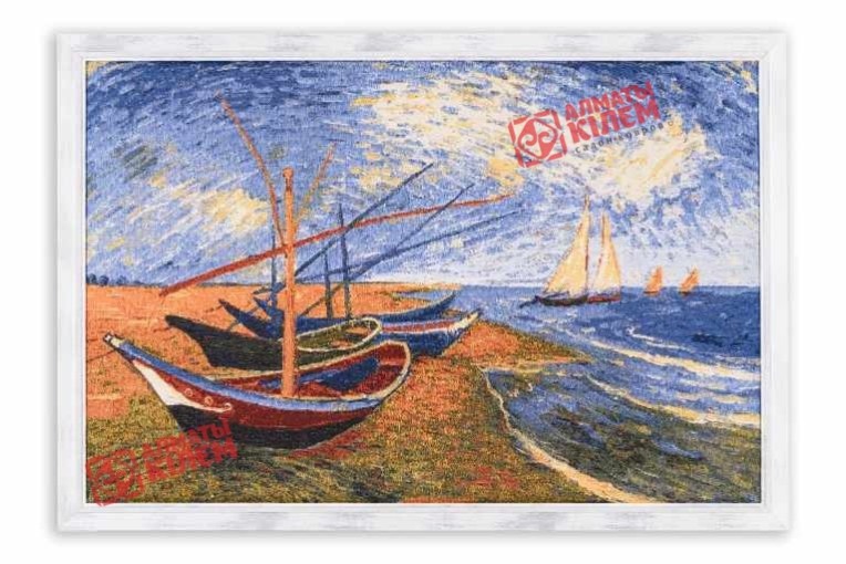 Гобелен "Лодки Ван Гог" (багет-белый)