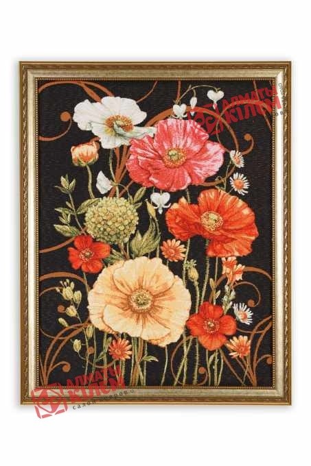 Гобелен "Маки на темном" (багет-коричневый)