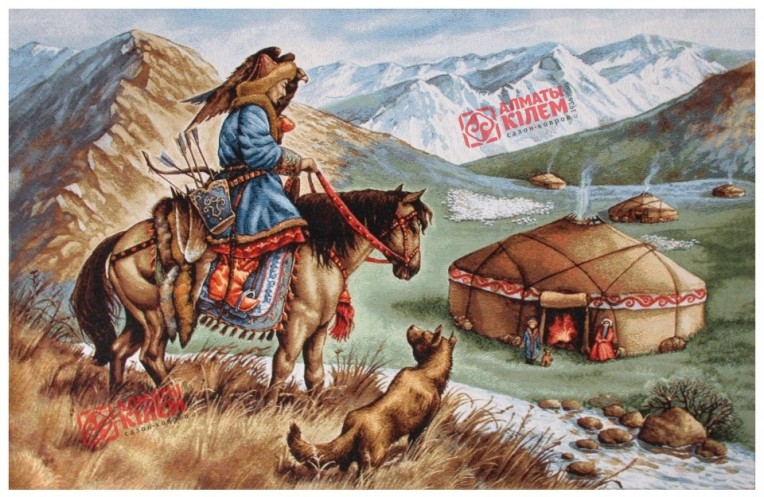 Гобелен "Охота с беркутом" (багет коричневый )