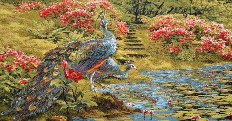 Гобелен "Павлины у воды"