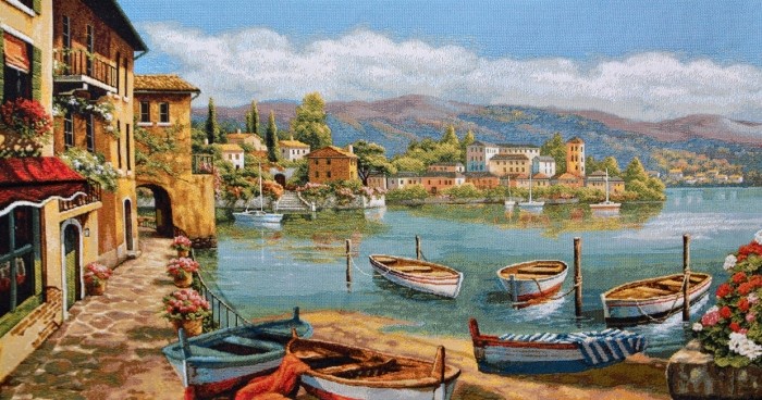 Гобелен "Причал " (багет бронза)