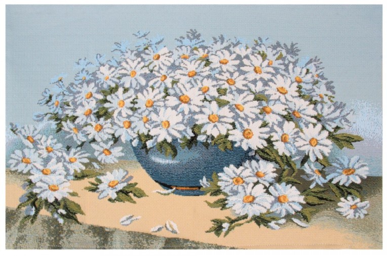 Гобелен "Роскошный белый букет"(багет серебро)