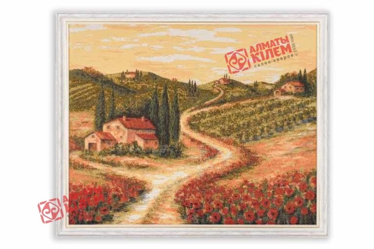 Гобелен "Тоскана.Поле маков" (багет белый)