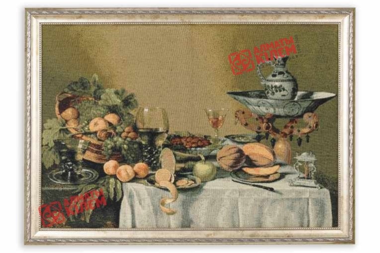 Гобелен "Вино и фрукты" (багет-золото)