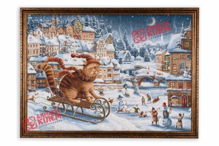 Гобелен "Зимние забавы" (Шишкин) (багет- темно-коричневый)