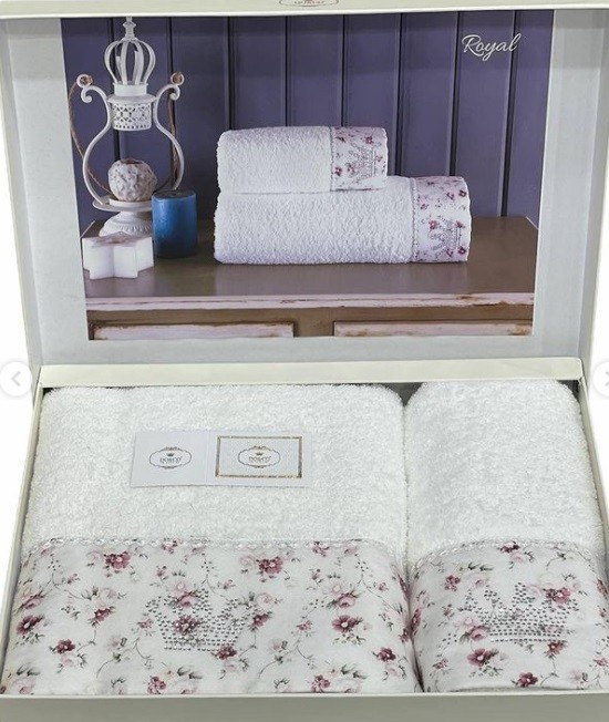 Набор полотенца DO&amp;CO BUKLE KUTULU 2LU, ROYAL только у нас!