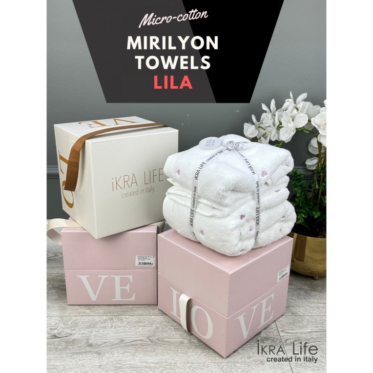 Набор полотенец Ikra Life  MICROCOTTON LOVE Set 3 шт(70х140, 50х90, 30х50), розовое сердечко
