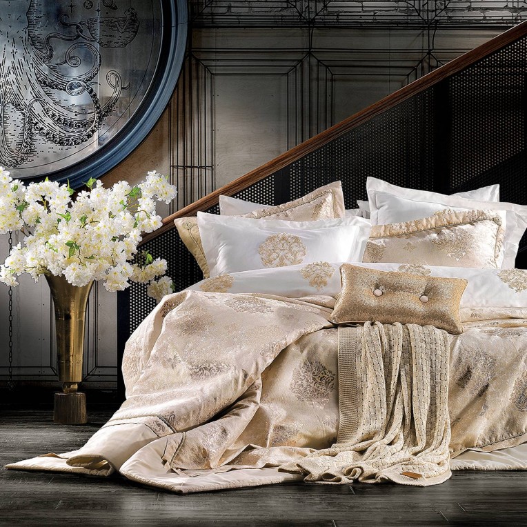 Набор Zebra Casa покрывало+КПБ SHINE CREAM