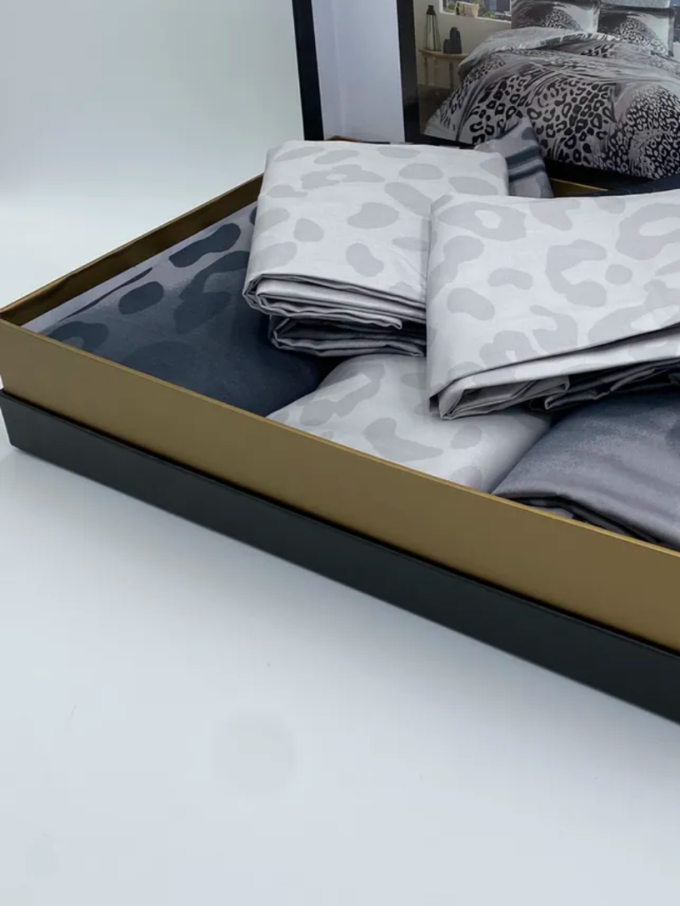 Постельное белье Delux Saten Family Berio V05 Gri