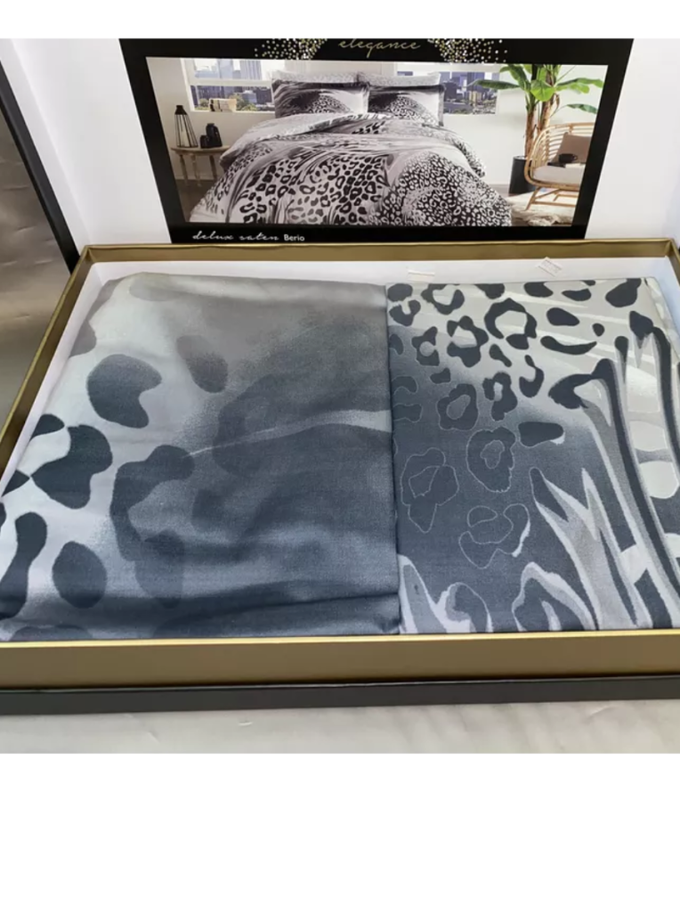 Постельное белье Delux Saten Family Berio V05 Gri недорого в Алматы