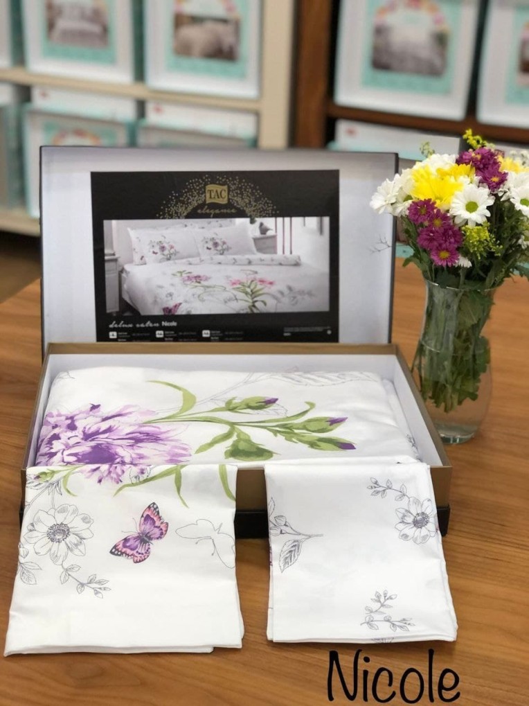 Постельное белье Delux Saten Nicole V02 Lila лучшего качества