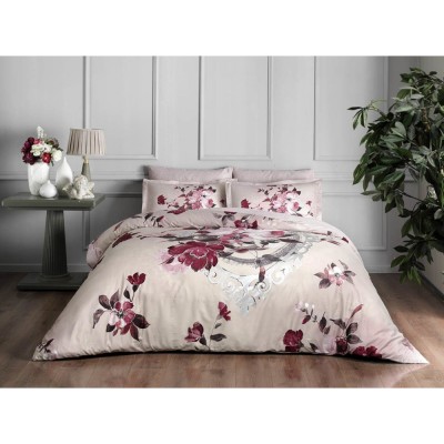 Постельное белье Delux Saten Vella V03 Bordo