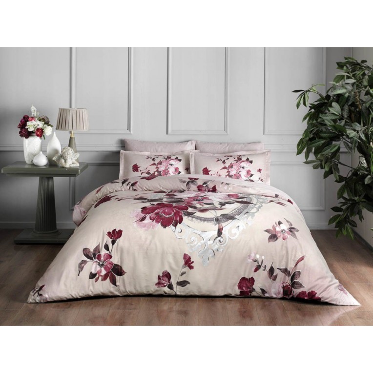 Постельное белье Delux Saten Vella V03 Bordo