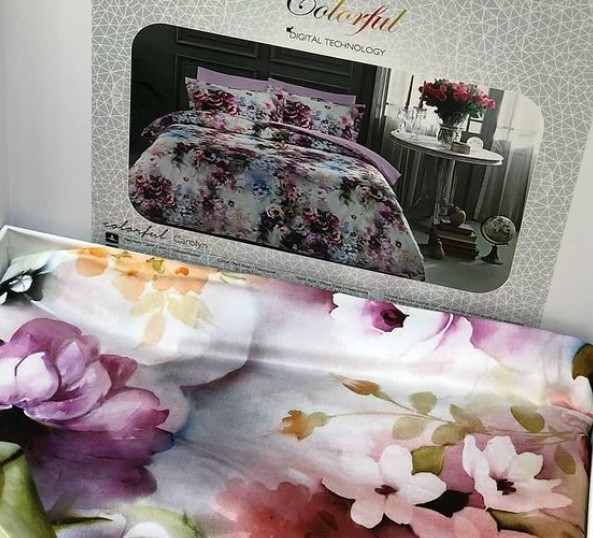 Постельное белье Digital Saten Carolyn V01 Mor недорого в Алматы