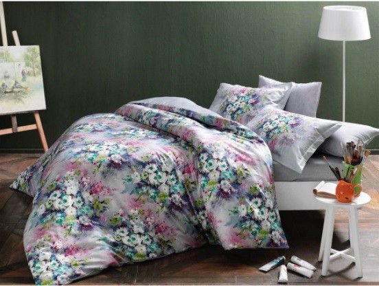 Постельное белье Digital Saten Delft V1 Lila