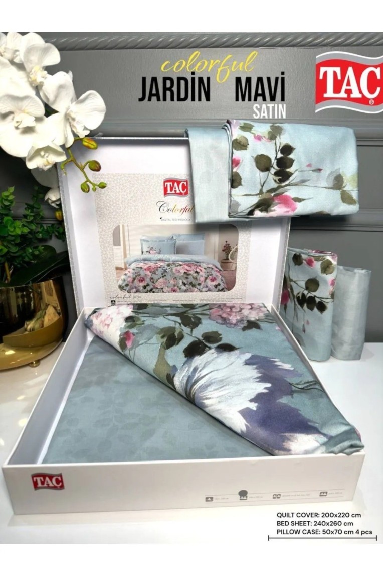 Постельное белье Digital Saten Family Jardin V01 Mavi по лучшей цене в Казахстане