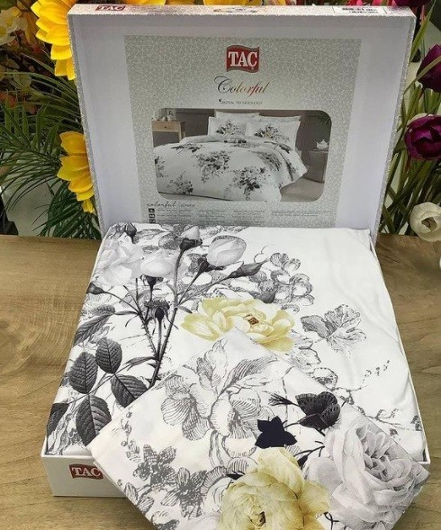 Постельное белье Digital Saten Larraine V01 Gri лучшего качества