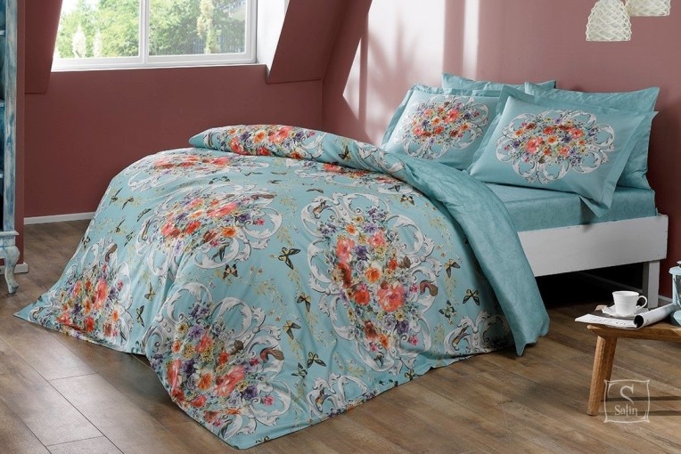 Постельное белье Digital Saten Alanis V01 Mavi