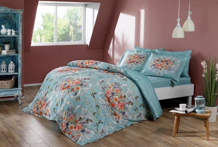 Постельное белье Digital Saten Alanis V01 Mavi