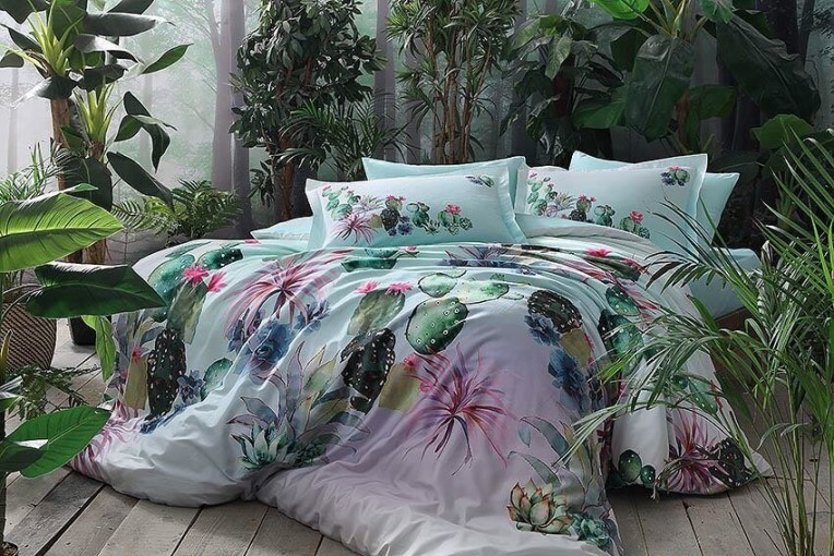 Постельное белье Digital Saten Cactus V01 Yesil