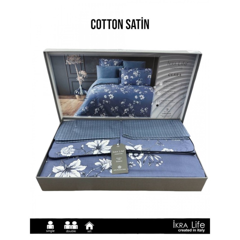 Постельное белье IKRA LIFE FAMILY COTTON SATEN CLARA LACIVERT