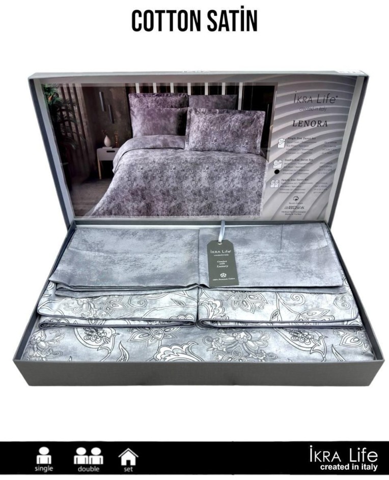 Постельное белье IKRA LIFE FAMILY COTTON SATEN LENORA GRI