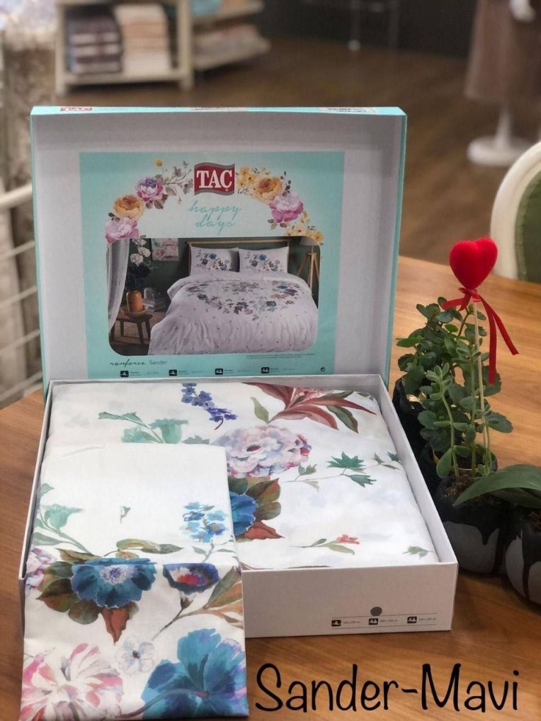 Постельное белье Ranforce Sander V04 Mavi по лучшей цене в Казахстане