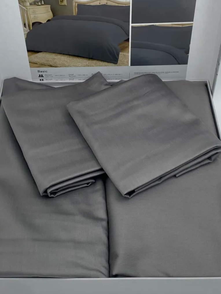 Постельное белье Saten Basic Antrasit