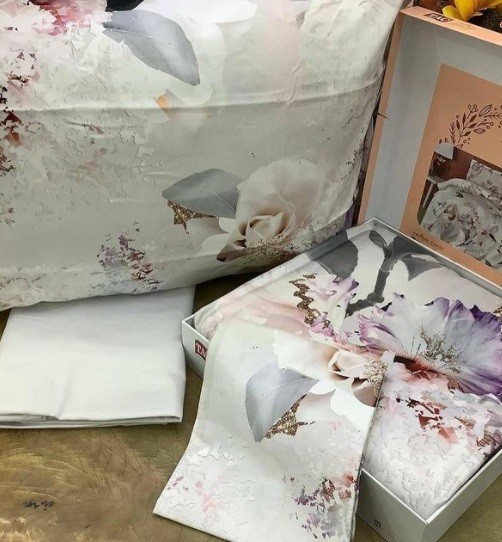 Постельное белье Saten Evander V02 Gri лучшего качества