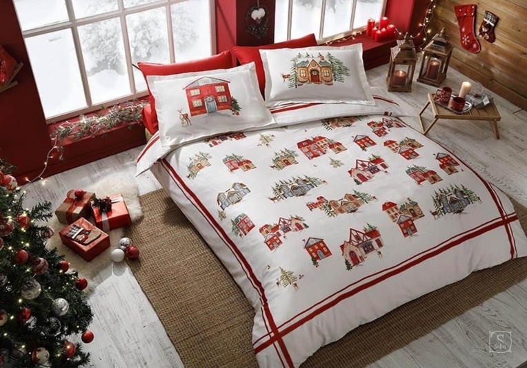 Постельное белье Saten Santa V01 Kirmizi