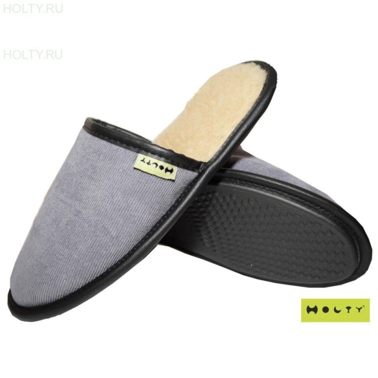 Шлепанцы меховые из дублированного меха (цвет серый)