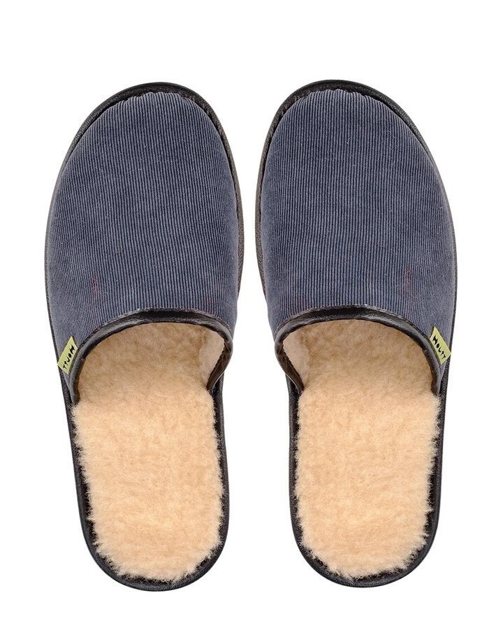 Шлепанцы меховые из дублированного меха (цвет серый)