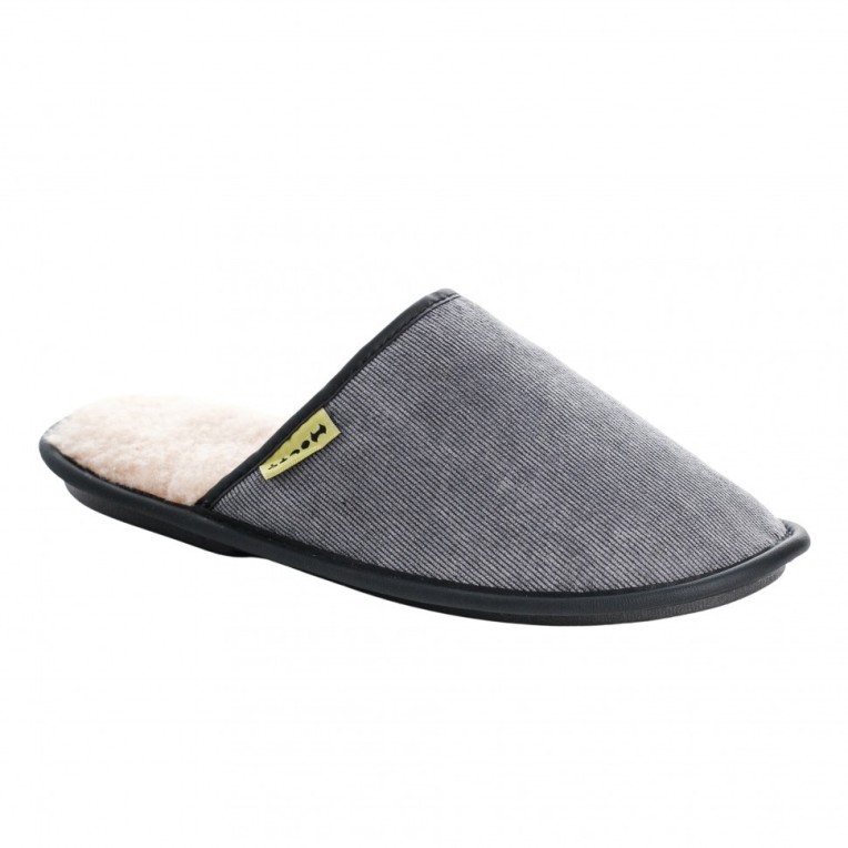 Шлепанцы меховые из дублированного меха (цвет серый)