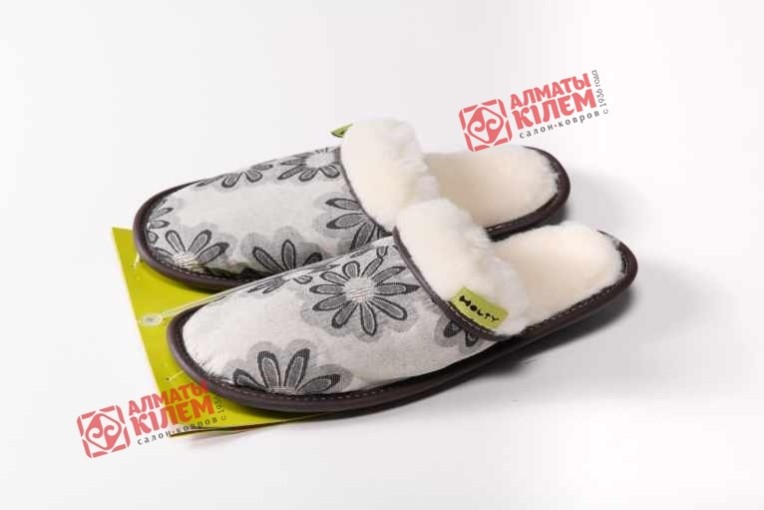 Шлепанцы меховые из дублированного меха (цвет серый)