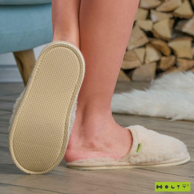 Тапочки "Гармония" из натуральной шерсти на ЭВА поре,  (цвет бежевый) недорого в Алматы