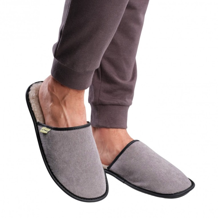 Тапочки "Легкие" мужские из натуральной шерсти (цвет серый) купить недорого